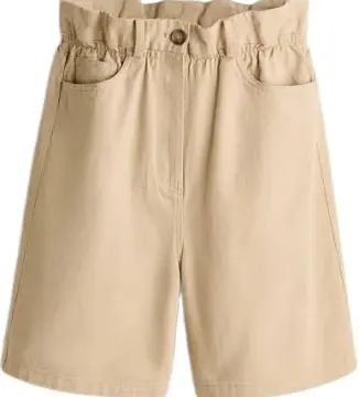 Khaki Paperbag Waist Flared Shorts