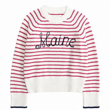 White Striped Boxy Knit Sweater