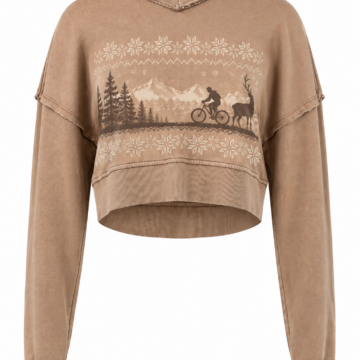 Washed Camel Graphic Cropped Sweatshirt