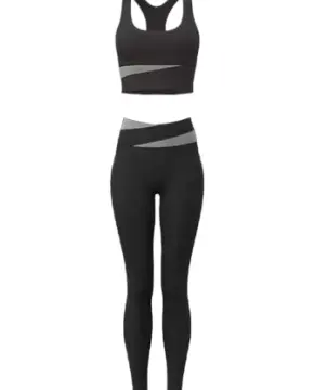 Black and Grey Striped Activewear Set