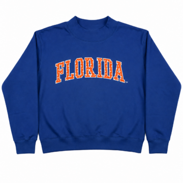 Royal Blue Crewneck Sweatshirt with Chest Graphic and Ribbed Trim