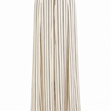 Cream Pinstripe Wide Leg Flowing Trousers