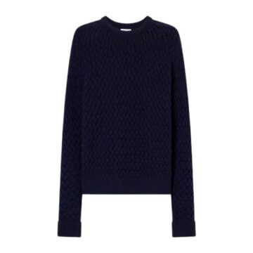 Navy Cable Knit Crewneck Sweater