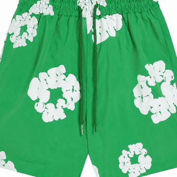 Green Floral Print Relaxed Fit Shorts